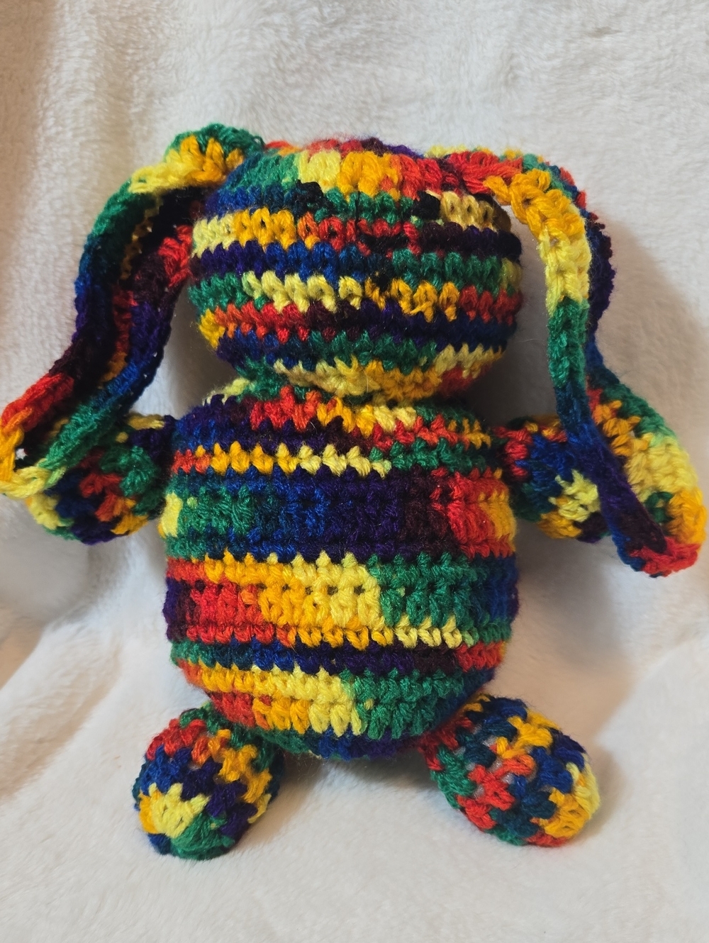 Hand-Crocheted Multicolor Small Pet Toy - Bright Striped Plush